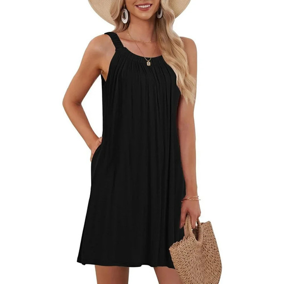Women's Beach Cover Up Tank Dress  Casual Vacation Short - Picture 1 of 5